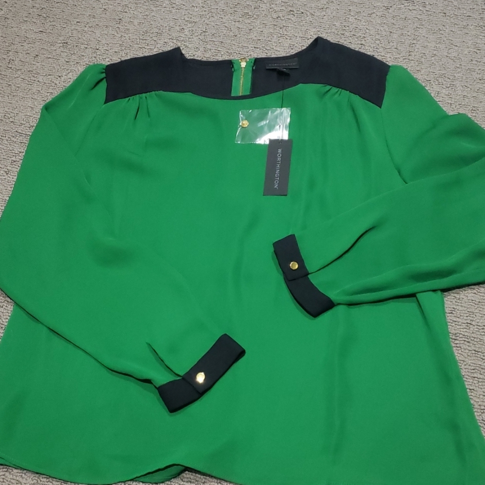 Green black blouse